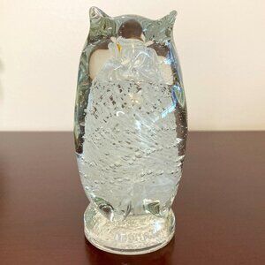 Glass Owl Paperweight Clear Spiral Altaglass Company of Canada